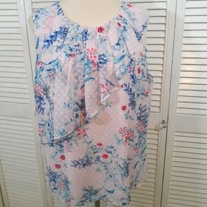 Liz Claiborne ruffle sleeveless blouse top XL